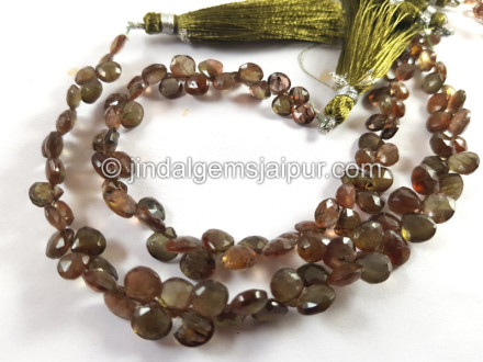 Green Andalusite Faceted Heart Beads